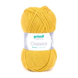 Gründl Classico Wool, Oeko-Tex® Certified Knitting Yarn Made From 50% Virgin Wool (Merino) and 50% Polyacrylic, 50 g/120 m, Needle Size: 3.5 - 4.5, 1 Ball of 50 g, Mustard