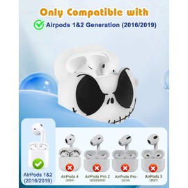 Boaretiu for Airpods 2/1 Case - 3D Glow in The Dark Cute Funny Smiley Skull Character Anime Scary Horror Cover Design with Carabiner Keychain for Women Girls Girly Boy for Airpod 2/1 Case, Skeleton