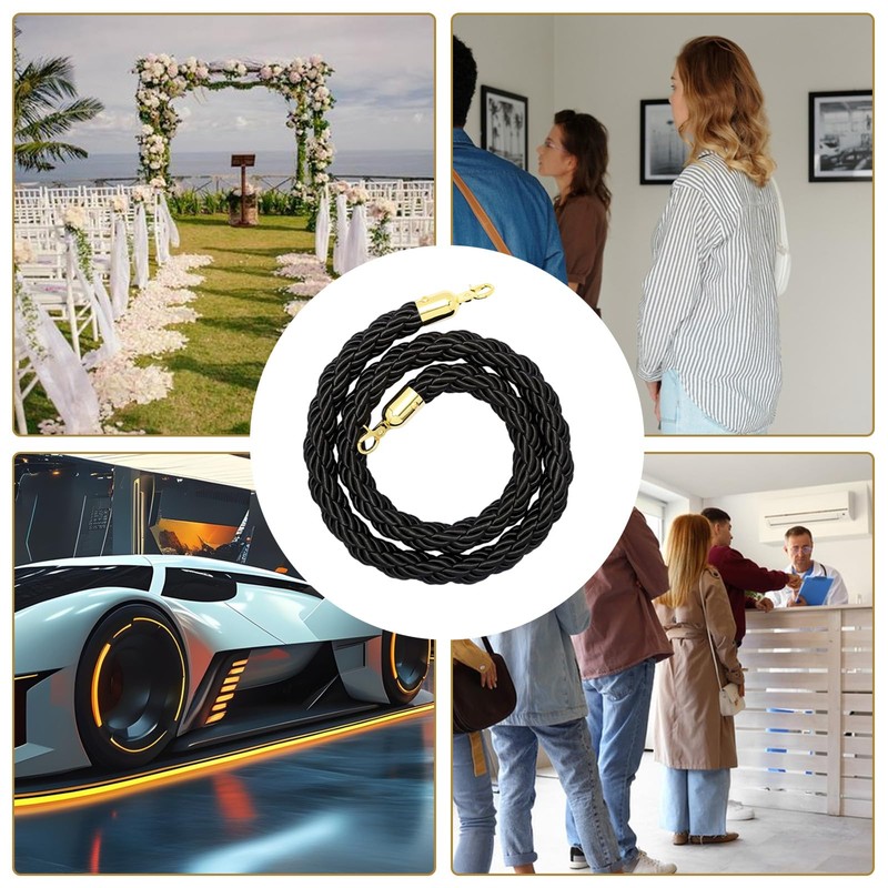 Aweisile Barrier Cord Black Barrier Rope with Hook Barrier Tape