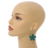Turquoise Wood Flower Drop Earrings/60mm Long