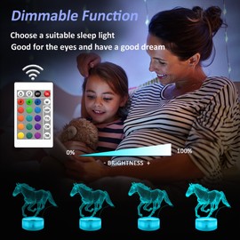 OkiyiD OkiyiD Horse Night Light, Horse Gifts for Girl, 3D Illusion Lamp with 16 Colors Remote and Touch Control, Horses Decor for Kids Room, Girls Birthday