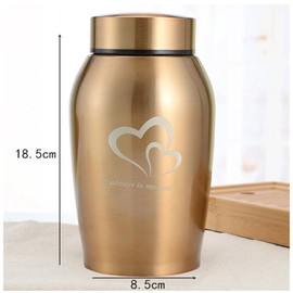 ZHYUAN Stainless Steel Pet Urn, Urns for Dogs and Cats, Pet Memorial Urn, Portable Pet Urn, Stainless Steel Animal Urn, Suitable for Dogs, Cats and Other Small Animals (Golden)