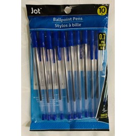 Jot Clear Ball-point Pens with Blue Ink, 10-ct. Pack
