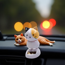 Elzhan Solar Wobble Figures, Solar Dancing Cat, Bobble Head Cat Ornaments, Innovative Cat Solar Figure Statue Car Dashboard Decorations Ornaments Solar Bobble Head Figures, Solar Power Kits