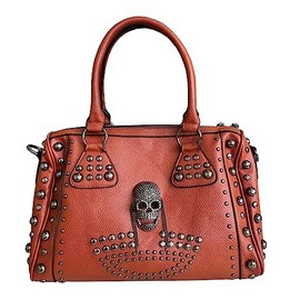 AlwaySky Women's Skull Handbag Large Capacity Gothic Shoulder Bag Fogged Doctor Handbag, brown