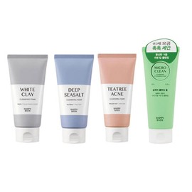 Happy Bath 해피바스 화이트 클레이/ 티트리 아크네/퍼펙트 딥씨솔트/마이크로 솝베리 클렌징폼 150ml 4종중 선택 [해피바스 마이크로 솝베리] Happy Bath White Clay / Tea Tree Acne / Perfect Deep Sea Salt / Micro Soapberry Cleansing Foam 150ml Choose from 4 types [Happy Bath Micro Soapberry]