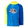 Speedo Boy's Reef Shark Rash Top, Turksh Sea/Hyper Yellow, 4