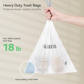 Nunsino Drawstring Trash Bags for 2.6 Gallon Trash Cans,Kitchen Garbage Bag 4 Gallon,120 Count,3 Rolls, White