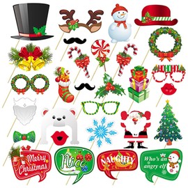 29 Pieces Christmas Party Photo Props, Christmas Photo Booth Props, Christmas Selfie Props, Christmas Party Photobooth Party Accessories, Christmas Party Decoration