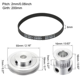 sourcing map Timing Belt Pulley 20 & 80 Teeth 8 mm & 10 mm Bore Synchronous Wheel with Belt and Wrench for 3D Printer, CNC Machine, 1 Set