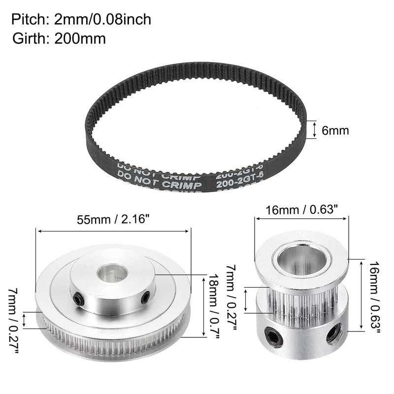 sourcing map Timing Belt Pulley 20 & 80 Teeth 8
