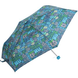 Basic Standard Folding Umbrella with Case, 19.7 inches (50 cm), Mini Safety Wheel, Cute Character, Monsters, Inc. Blue