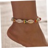 TEHAUX Wooden Beads Anklet Shell Chain for Women Knitted Ankle