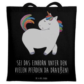 Mr. & Mrs. Panda Unicorn Stolzieren Tote Bag, Gift, Shoulder Bag, Unicorn, Pegasus, Horse, Unicorn, Bag Bag, Jute Bag, Colourful, black, Hand Drawn