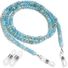BILIONE Crystal Beaded Eyeglasses Chain for Women Fashion Mouthpiece Chain Hanging Neck Sunglasses Strap Eyeglasses Keeper, Blue