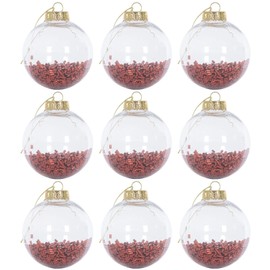 Mr Crimbo 9 Pack Shaker Christmas Tree Baubles Ornaments Decorations 8cm - Red