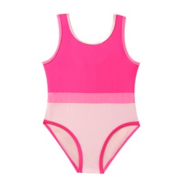 ADXSUN - Traje de baño para niña pequeña, color caramelo, traje de baño de una sola pieza, traje de baño de verano para niñas de 1 a 6 años, Rosa encendido, 4-5T