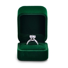 Woodten Velvet Ring Box for Proposal Engagement Dark Green Velvet Interior Ring Jewelry Gift Holder Box Advanced Design Surprised Ring Gift Box