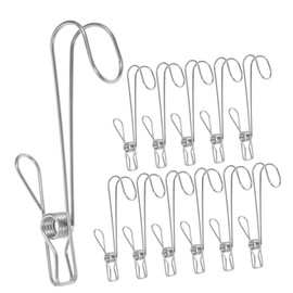 Sosoport 12pcs Stainless Steel Clothespins Laundry Pegs Clip for Socks Clamps Clothes Drying Hanger with Clips Cloths Pegs Clothing Versatile Sock Clamp Large Clothes Pins Plastic Black