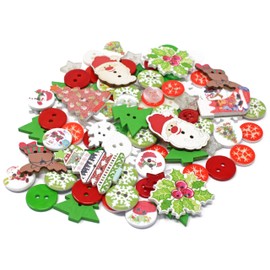 Wedding Touches 100 Mix Christmas Resin & Wood Xmas Buttons Flatbacks Craft Cardmaking Embellishments