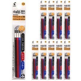 Pilot Gel Ink Ballpoint Pen Frixion Ball Refill, 0.38mm, 1 Each of 3 Colors, Multi-Color/Slim LFBTRF30UF-3C 1 Set (30 Pieces: 3 x 10 Packs)