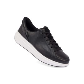 Kizik Womens Shoes: Sydney - Comfortable, Breathable, Casual Slip On Sneakers, Full Grain Tumbled Leather, Hands Free Convenience in a Timeless Style - Black Wide W9.5