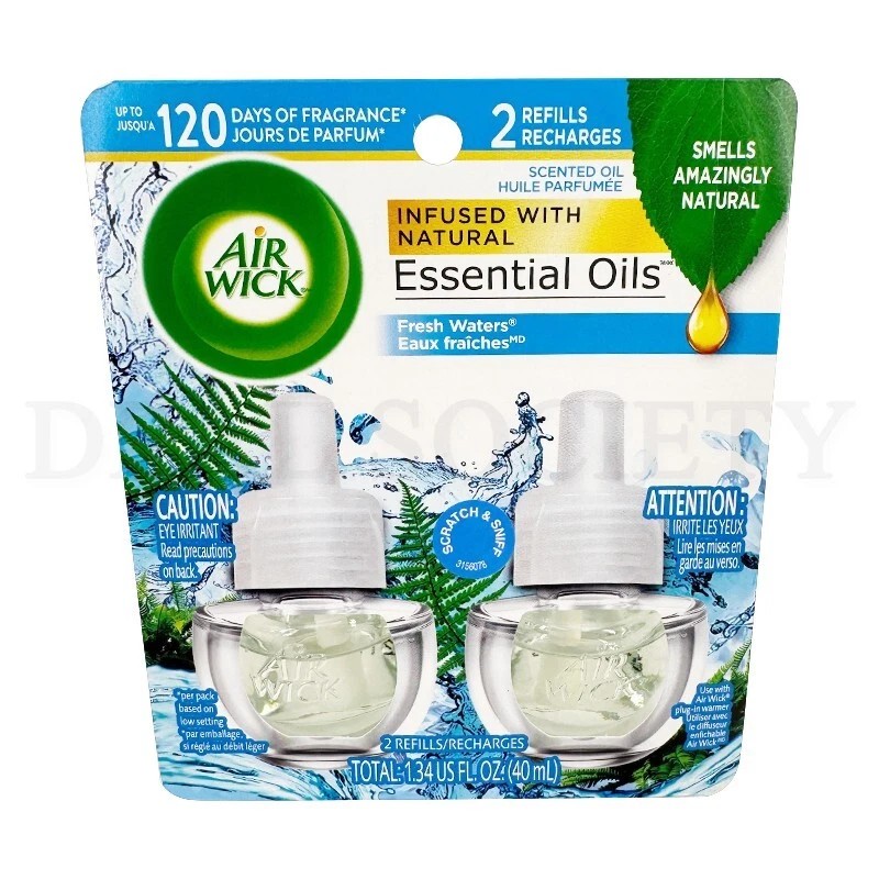 Air Wick Plug in Scented Oil 2 Refills Fresh Waters