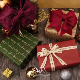 Ribbli 3 Rolls Kraft Candy Cane Wrapping Paper Rolls,Mini Roll-17 Inch x 10 Feet Per roll