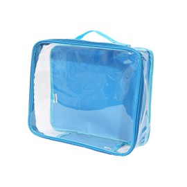 Medium Clear Travel Packing Cube/See-Through Clothes Organizer for Carry on & Checked Suitcase, RV or Camping/Transparent Storage Cell/Doll Storage/Game Day Stadium Approved (Turquoise)