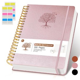 Lined Spiral Notebook Journal 8.5"×11", 300 Pages Hardcover Leather Journals for Women Men, A4 Large College Ruled Notebooks, 100 GSM Thick Paper, Spiral Bound Journaling for Writing Work School,Pink