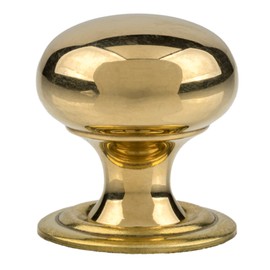 Extra Small Bulbous Cast Brass Drawer Knob with Backplate | Diameter: 5/8" | Handle for Antique Cabinet Door, Dresser Drawer, Desk, Jewelry Box | Furniture Reproduction Hardware | UA-912-PB