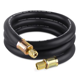 Boltigen 1/2'' ID Vacuum Refrigerant Hose, High Flow Black HVAC Vacuum Pump Hose with 3/8 to 1/4 Flare Fitting, 6 Feet Vacuum Certified Refrigerant Hose for AC/Refrigeration System