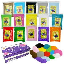 4E's Novelty Colored Craft Sand – 15 Bright Colors, 12 lbs Total, – 0.8 lb Bags, Non-Toxic Fine Grain Decorative Sand Art for Kids Craft, Bottle & Vase Filler, Teachers Classroom Supplies