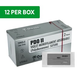 Oasis PDO (Polydioxanone) Surgical Suture, 2-0, (CT-1) 1/2 36/37mm Round Bodied Needle, 75cm, 12/Box, Veterinary Use