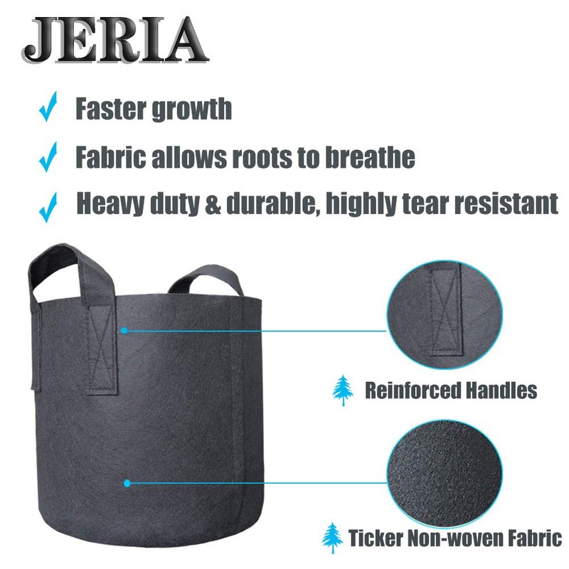 JERIA 12-Pack 3 Gallon, Vegetable/Flower/Plant Grow Bags, Aeration Fabric Pots