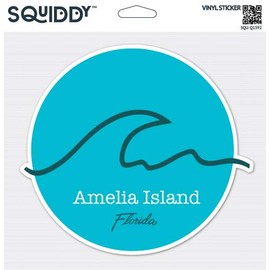 Squiddy Amelia Island Florida Wave - Vinyl Sticker Decal for Phone, Laptop, Water Bottle (2.5" high)