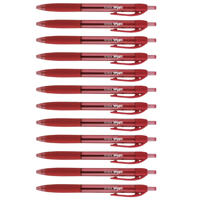 School Smart Retractable Hybrid Gel and Ink Pens, Red, Pack