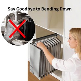 Extendable Pull-Out Closet Valet Rod, Pull Out Clothes Hanger Rail for Closet, Adjustable Pants Hanger Heavy Duty Steel Clothes Storage Hanger Rack Bar for Pants Coats (292mm/11.5inch) Black