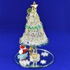Folkart Cute Handmade Glasswork Sleigh Pull Santa Tree Set