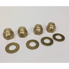 diycycleparts 4 BRASS HARLEY SHOVELHEAD FLAT TOP HAT CAP ROCKER SHAFT END NUTS bobber chopper
