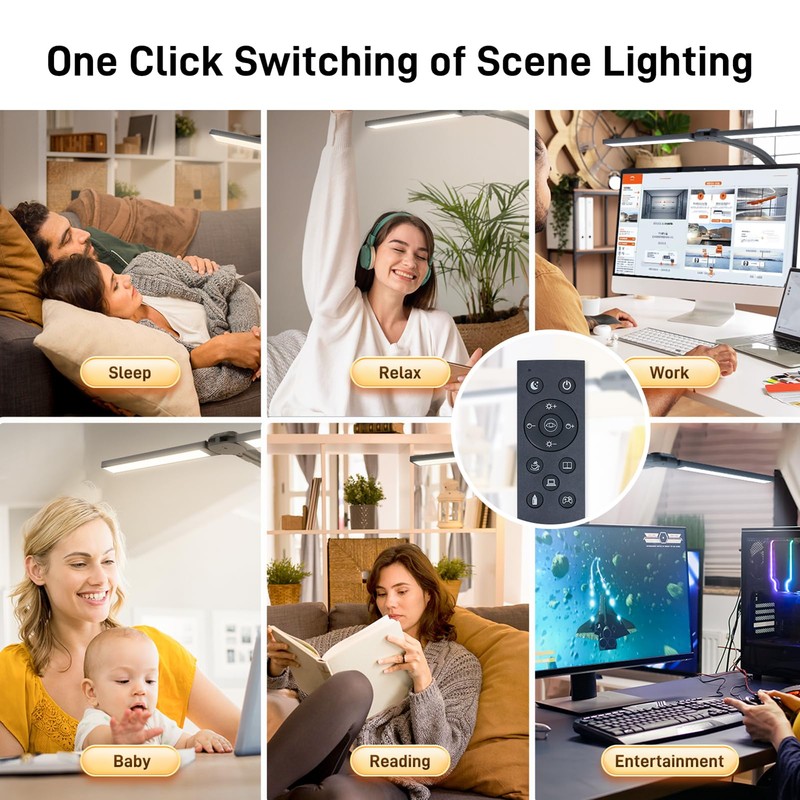 LED Desk Lamp for Home Office, Eye-Caring Desk Light with