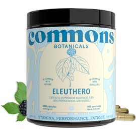 Commons Adaptógenos - Eleuthero - Suplemento Natural - Energía y Enfoque Mental - Apoya el Rendimiento Físico -100% Orgánico (120 Cápsulas)