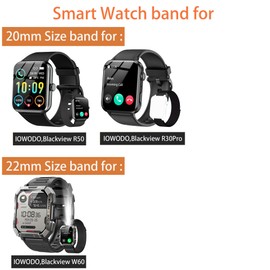 Lamshaw Compatible with Blackview Smart Watch bands, 20mm, 22mm Silicone Replacement Wristbands Sport Strap with Metal Buckle Compatible with IOWODO W60, R30 Pro, R50, Compatible with Blackview W60, R30 Pro, R50 Smart Watch (Gray, 22mm Size band)