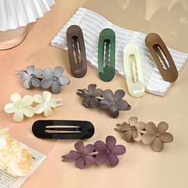 WEXFFU 10 Pcs Flat Hair Clips, Lay Flat Claw Clips for Women Thick Thin Curly Straight Fine Hair, Matte Non-slip Big Hairclips for Daily Use Decotations, Strong Hold & Comfortable All Day, L 4.3In