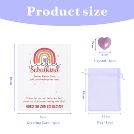 ZHERIKAH Lucky Stones for Children, Purple Courage Stone for Children First Day of School, Lucky Charm Courage Starter School Gifts for First Day of School Set with Greeting Card & Fabric Bag Small