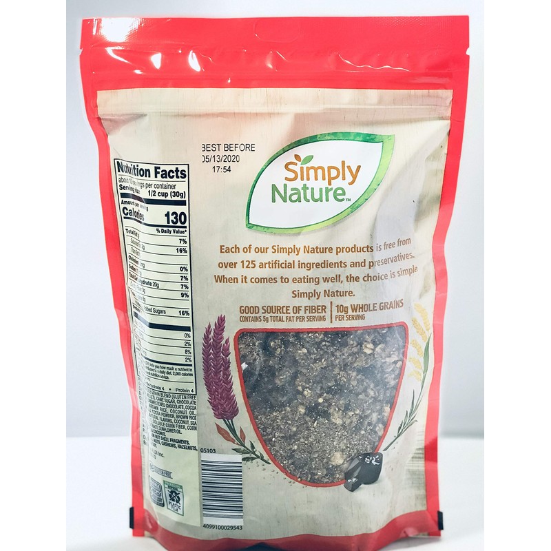 Simply Nature Dark chocolate and sea salt superfoods granola gluten