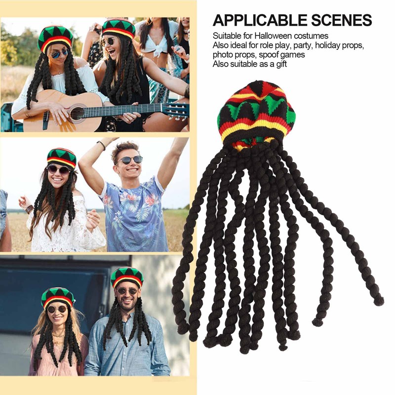 Sombreros de Fiesta Divertidos Sombrero Rasta con Mechón de Rastas