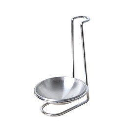 1 Piece Stainless Steel Spoon Rest Holder with Bowl Spoon Rack Standing Spoon Rest Vertical Spoon Rest Soup Ladle Holder Ladle Rest for Kitchen Counter, Silver