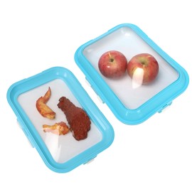 EOAMGO 2 Pack Stretch Fresh Storage Trays with Lids, Stackable Fridge Storage Containers, Reusable Organisers for Cheese, Sandwiches, Salmon & More