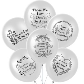 60 Pcs Memorial Balloons White Funeral Remembrance Release Balloons in Sky for Memorial Day Services Condolence, Funeral, Anniversary,12 Inch